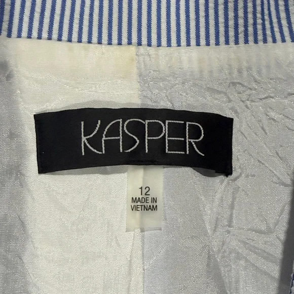 Kasper Blue and White Striped Blazer & Pants - Picture 3 of 16
